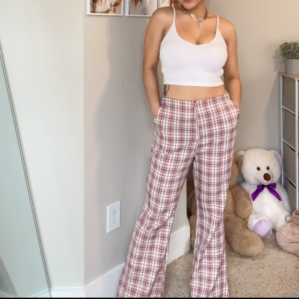 Vintage Plaid Flare Pants